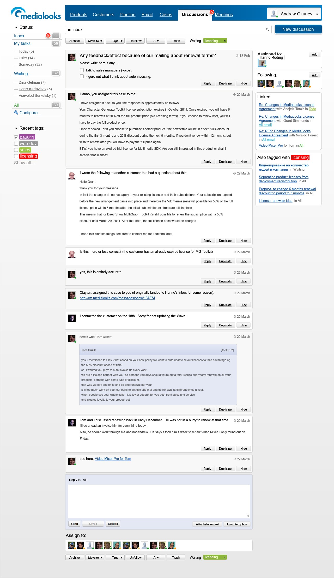 Интерфейс CRM «Medialooks» Интерфейс CRM «Medialooks»